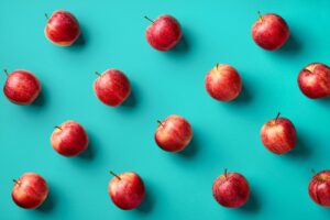 apples arranged on a bright background
